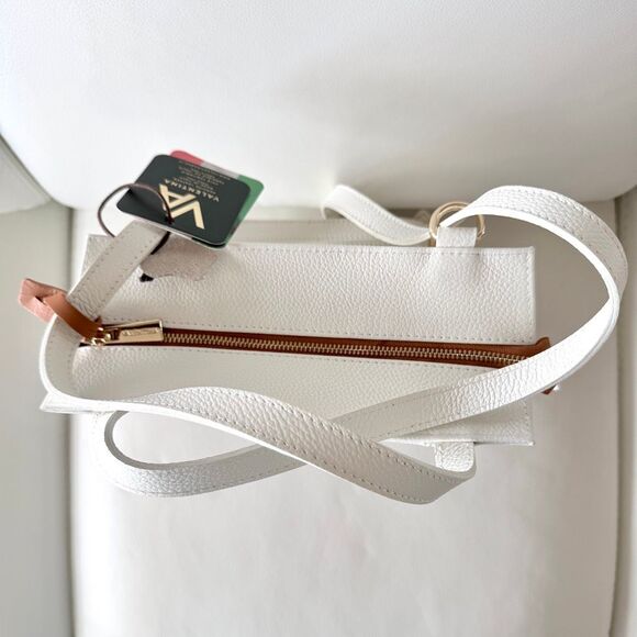 NWT Valentina White Italian Leather Convertible crossbody Shoulder Backpack Bag